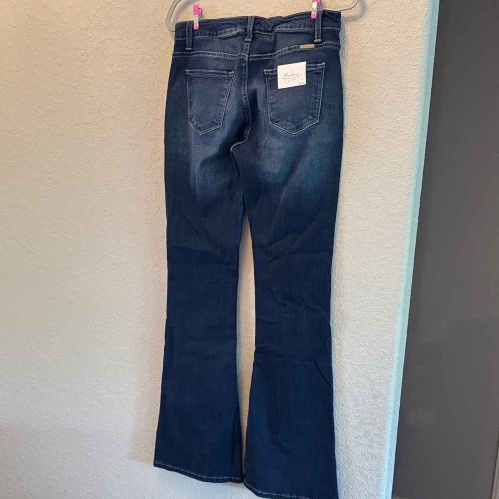 Dark Wash Women's Flare Jeans - Blue - Picture 3 of 6